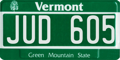 VT license plate JUD605