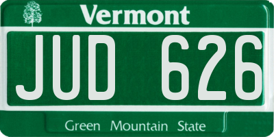 VT license plate JUD626