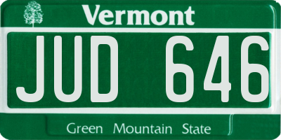 VT license plate JUD646