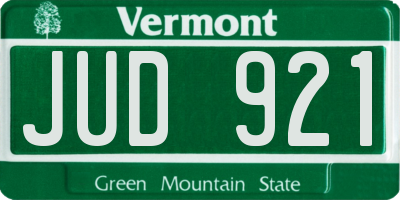 VT license plate JUD921