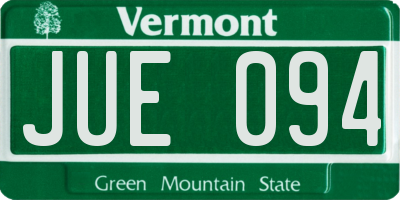 VT license plate JUE094