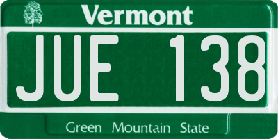 VT license plate JUE138