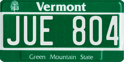 VT license plate JUE804