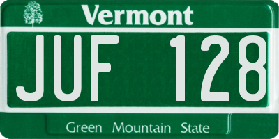 VT license plate JUF128