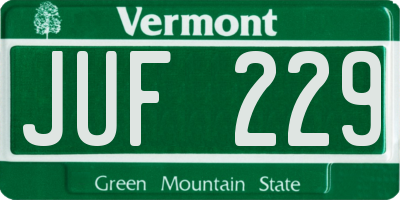 VT license plate JUF229