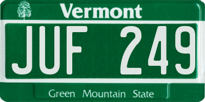 VT license plate JUF249