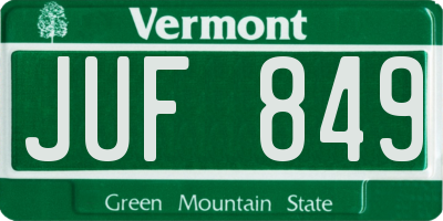 VT license plate JUF849