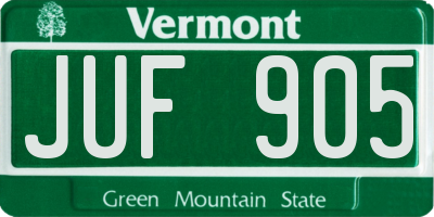 VT license plate JUF905