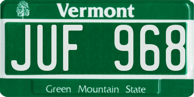 VT license plate JUF968