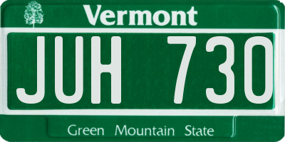 VT license plate JUH730
