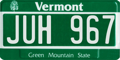VT license plate JUH967