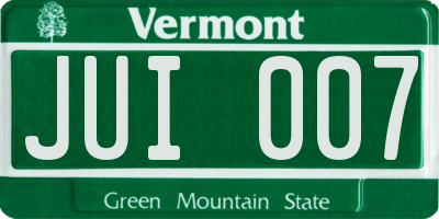 VT license plate JUI007