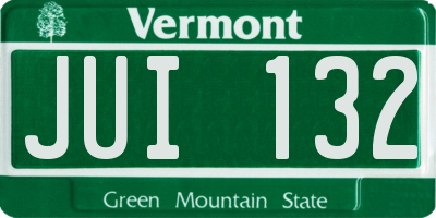 VT license plate JUI132