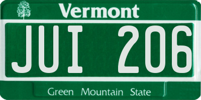 VT license plate JUI206