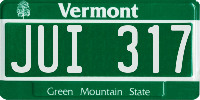 VT license plate JUI317