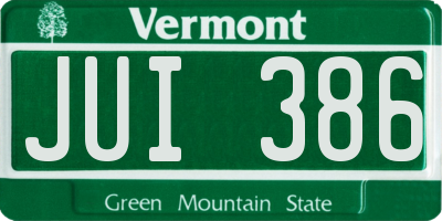 VT license plate JUI386