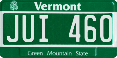 VT license plate JUI460