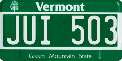 VT license plate JUI503