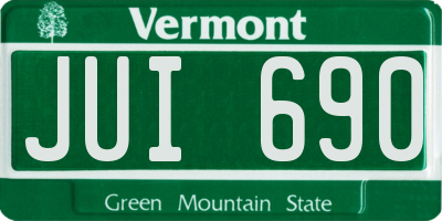 VT license plate JUI690