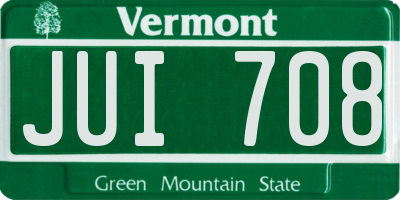 VT license plate JUI708