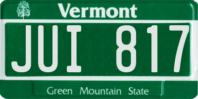 VT license plate JUI817