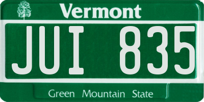 VT license plate JUI835