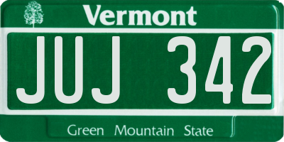 VT license plate JUJ342