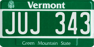 VT license plate JUJ343