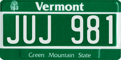 VT license plate JUJ981