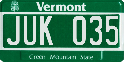 VT license plate JUK035