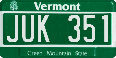 VT license plate JUK351