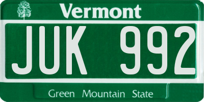 VT license plate JUK992