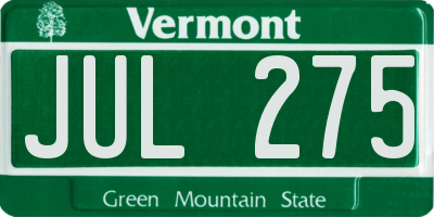 VT license plate JUL275