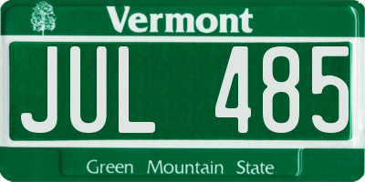 VT license plate JUL485