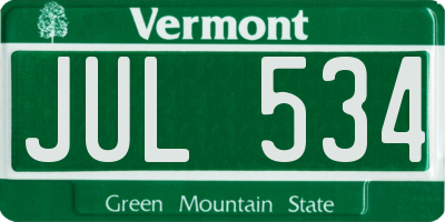VT license plate JUL534