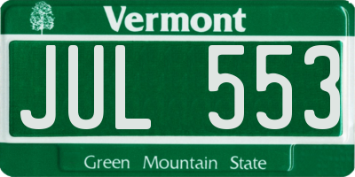 VT license plate JUL553