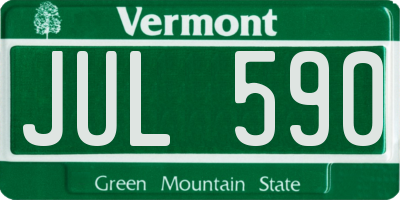 VT license plate JUL590