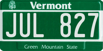 VT license plate JUL827