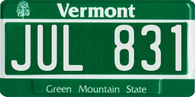 VT license plate JUL831