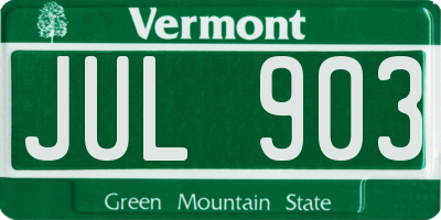 VT license plate JUL903