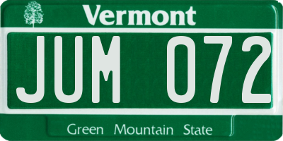 VT license plate JUM072