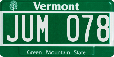VT license plate JUM078