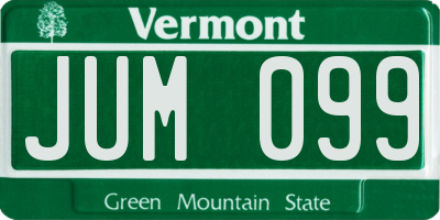 VT license plate JUM099