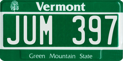 VT license plate JUM397
