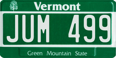 VT license plate JUM499