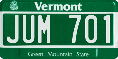 VT license plate JUM701