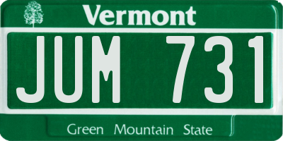 VT license plate JUM731