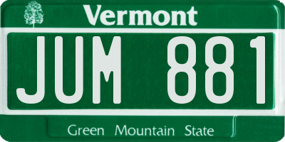 VT license plate JUM881