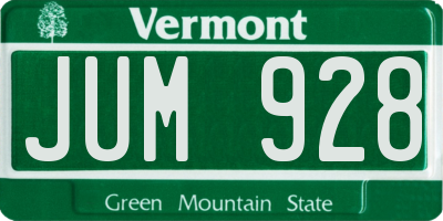 VT license plate JUM928