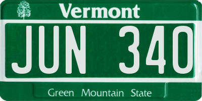 VT license plate JUN340